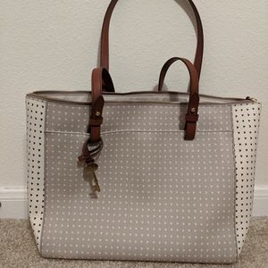 Fossil Rachel Tote - Black/White Hearts (New)